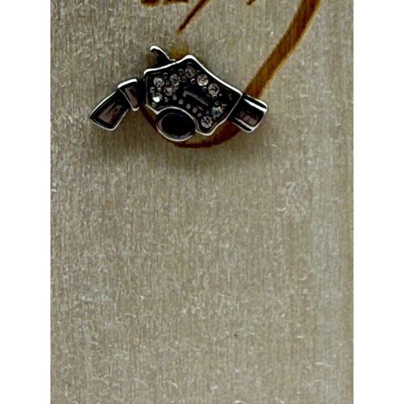 Silver tone with rhinestones hand gun earrings - Picture 3 of 3